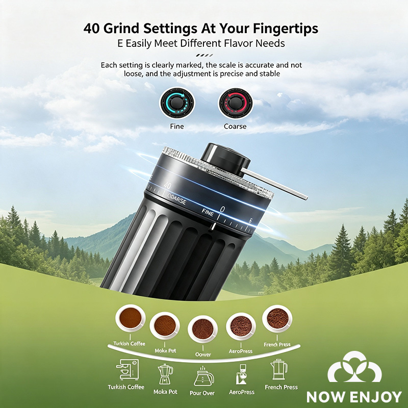 NOW ENJOY Manual Coffee Grinde - Burr Hand Grinder review and price